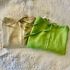 GAP Mint Green and beige linen Midi Skirts with Waist Tie